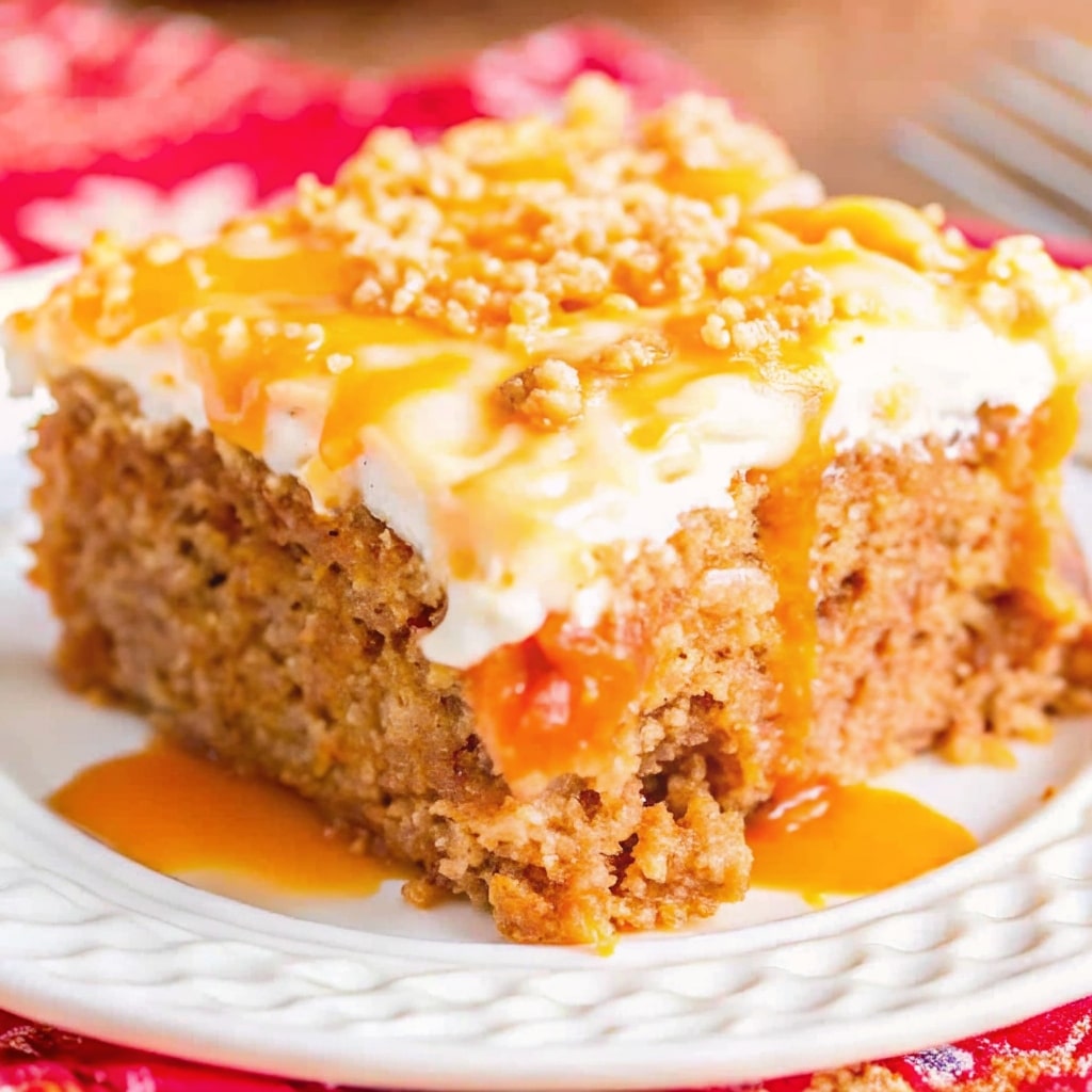 carrot poke cake with sweetened condensed milk topped with whipped cream