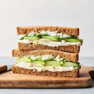 Grilled pickle bread sandwich with cheddar cheese