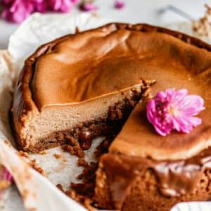 Vietnamese coffee basque cheesecake recipe with condensed milk on Rustic Table