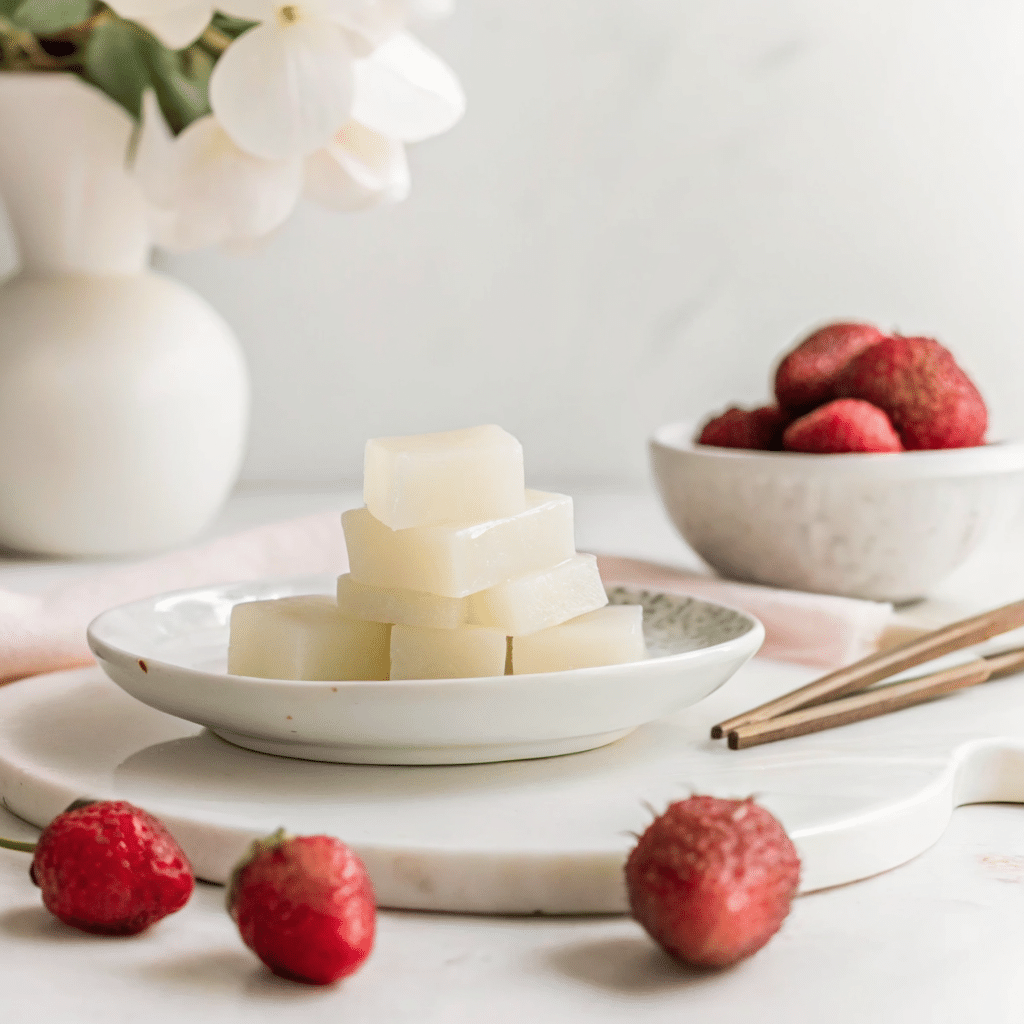 Lychee jelly cubes