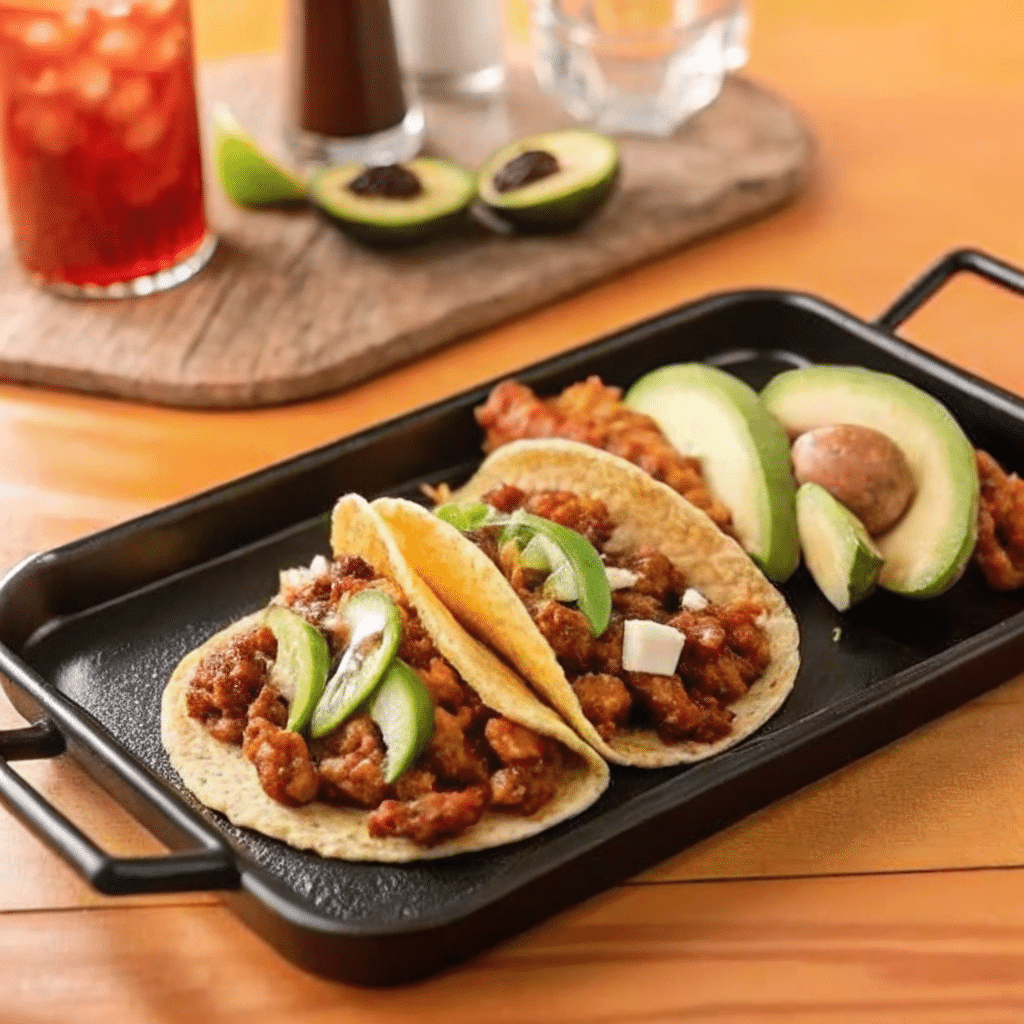 serving taco campechano