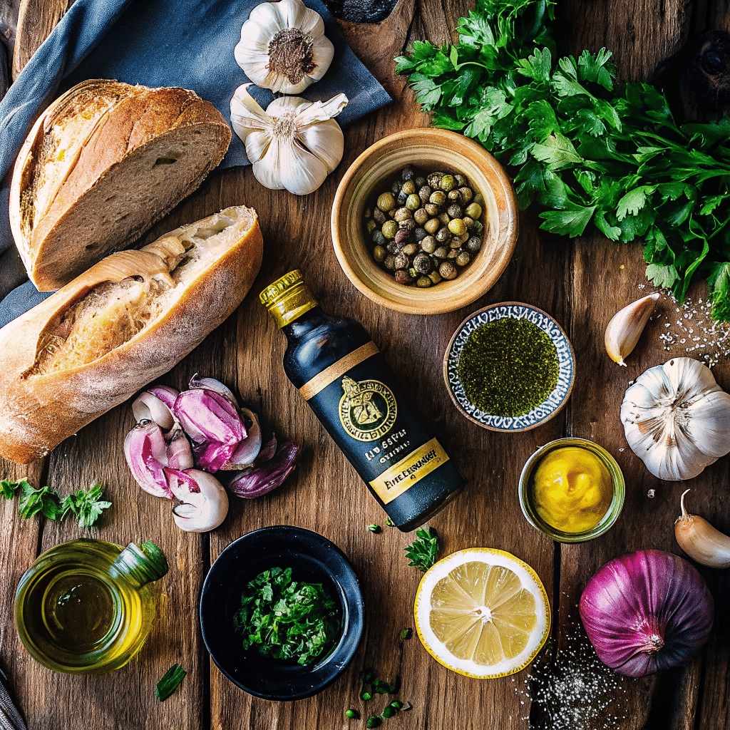 Buona Beef Tuna Genovese copycat recipe ingredients on a wooden board