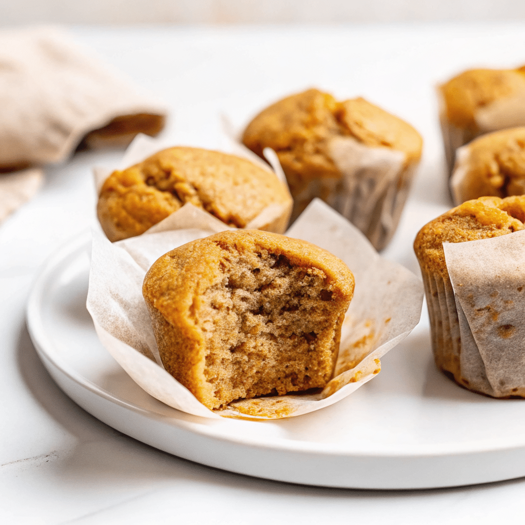 Cottage cheese banana muffins on rustic table