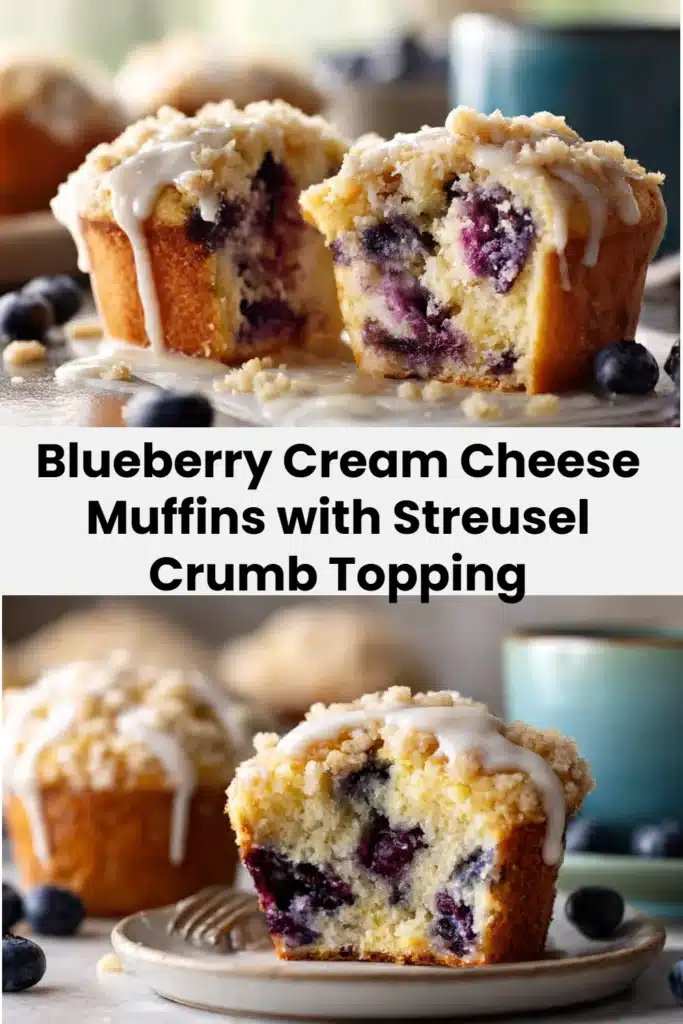 Blueberry Cream Cheese Muffins with Streusel Crumb Topping