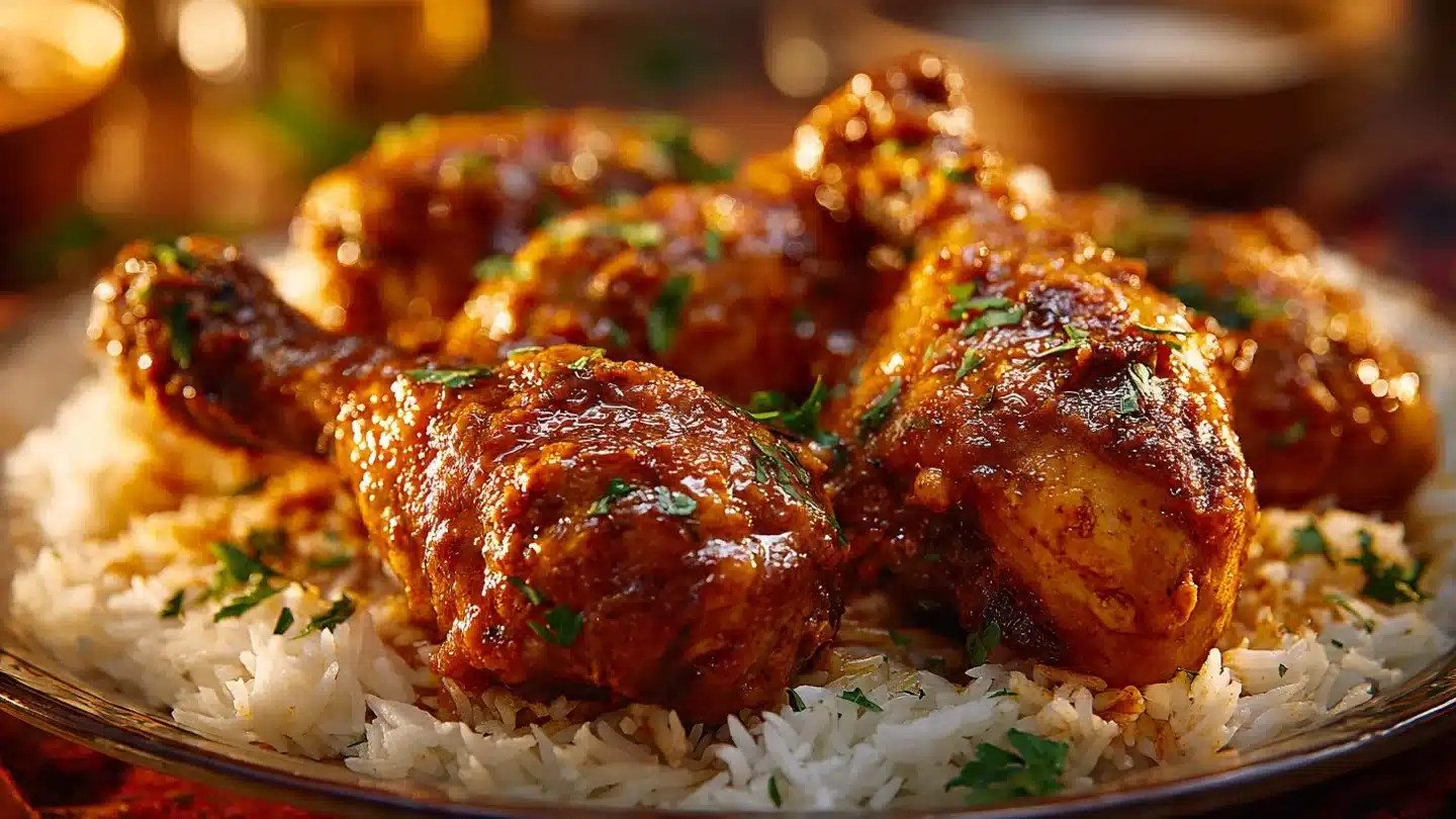 Creamy Paprika Chicken Drumsticks with Steamed Rice