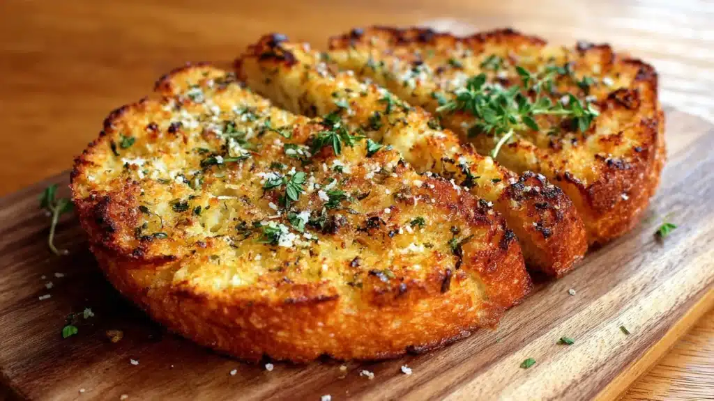 Delicious garlic parmesan focaccia bread with crispy texture and cheesy topping