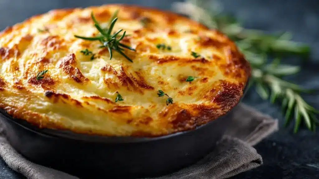 French Onion Shepherd’s Pie with Lentils and Creamy Cauliflower Potato Mash