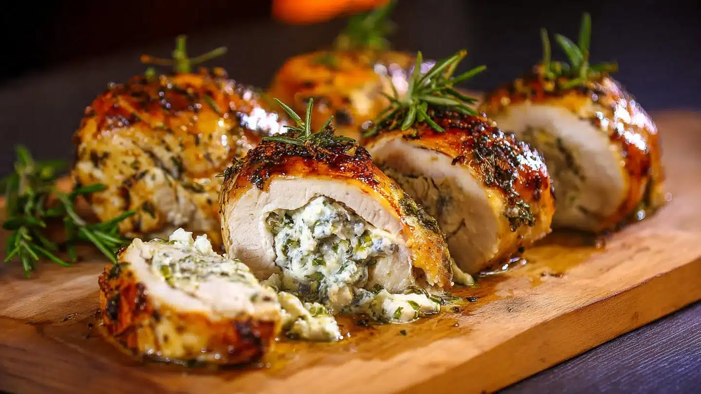 Herbed Ricotta Stuffed Chicken Rolls