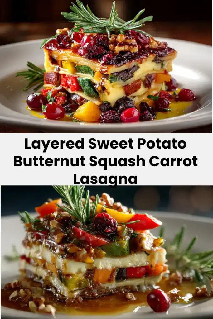 Layered Sweet Potato Butternut Squash Carrot Lasagna