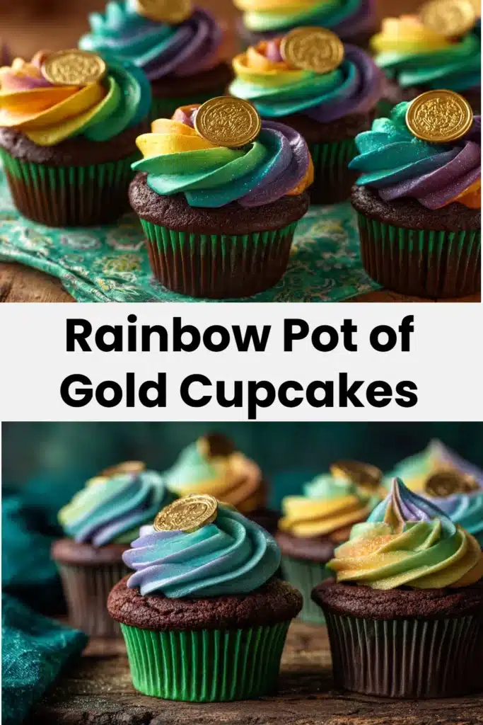 Rainbow Pot of Gold Cupcakes