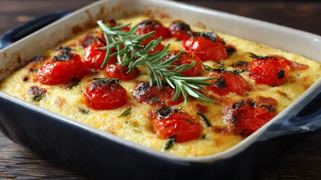 Savory Herbed Polenta & Roasted Tomato Bake