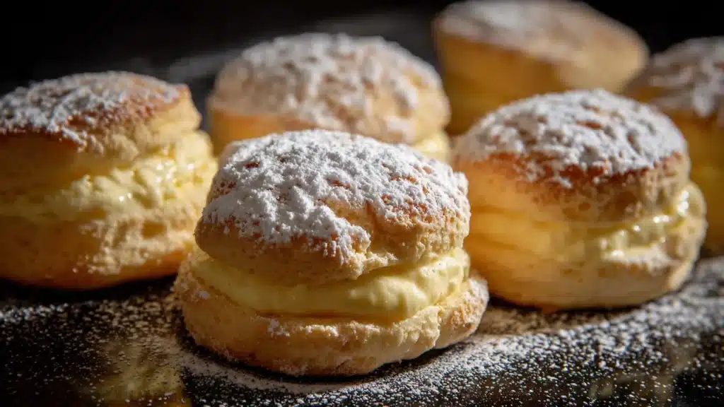 Delicious stovetop custard cream buns with rich custard filling