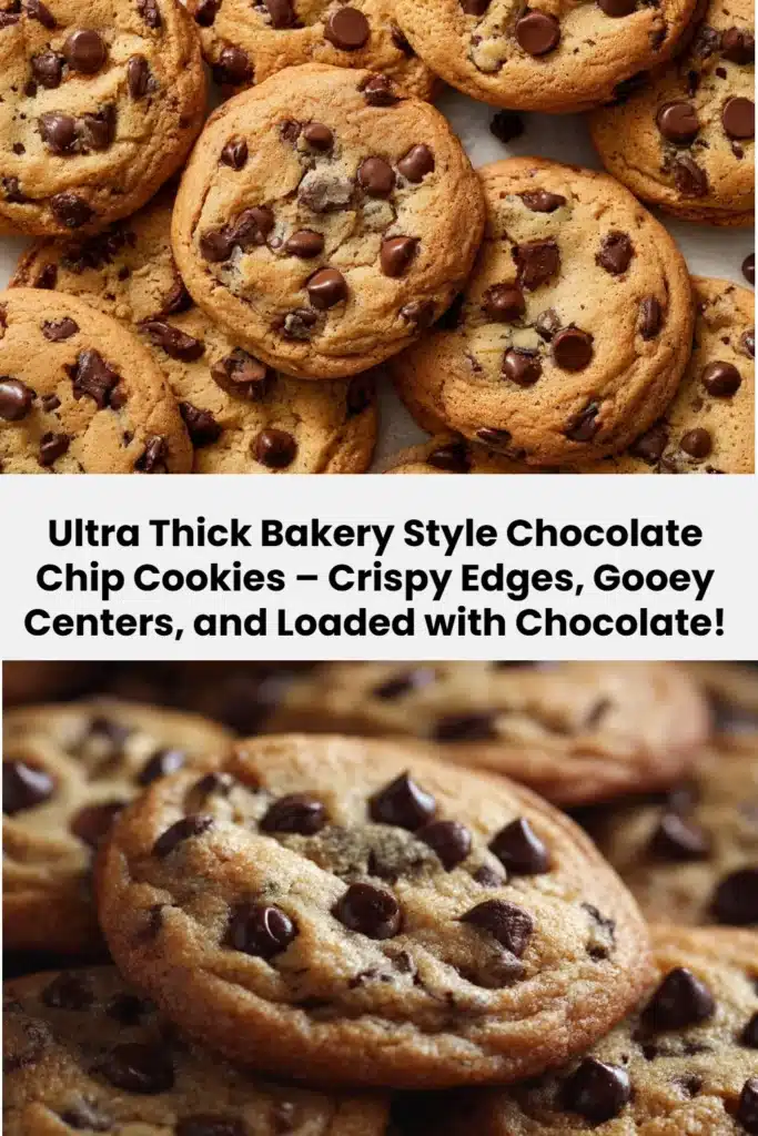Ultra Thick Bakery Style Chocolate Chip Cookies – Crispy Edges, Gooey Centers, and Loaded with Chocolate!