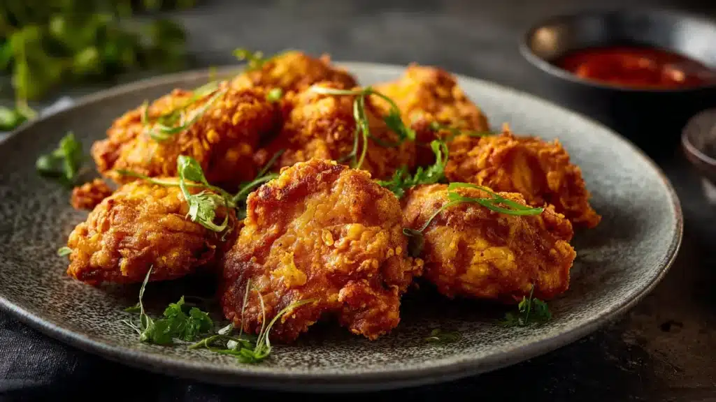 Crispy Air Fryer Parmesan Crusted Chicken with creamy mayo topping