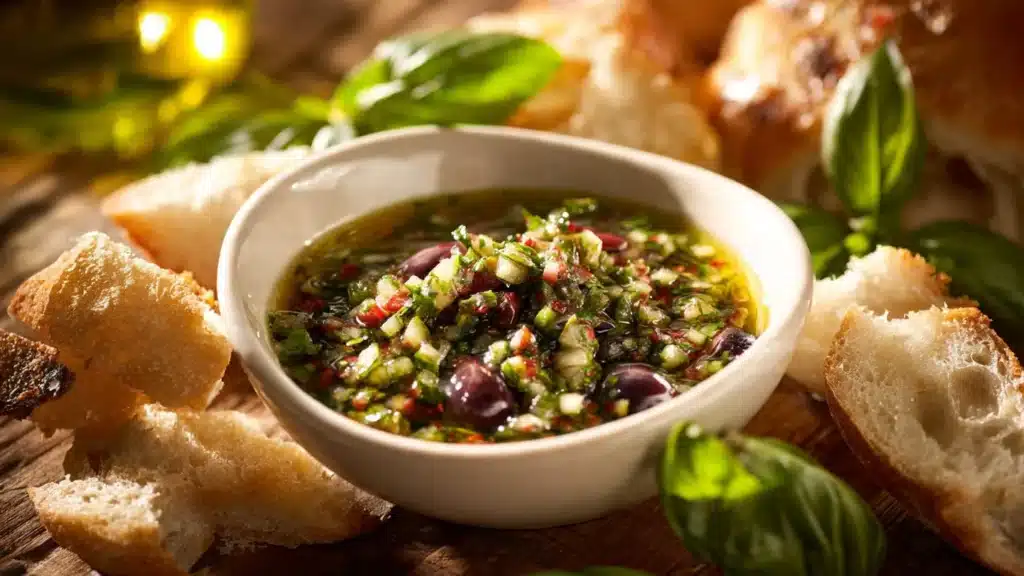 Homemade bread dipping oil prepared in 10 minutes
