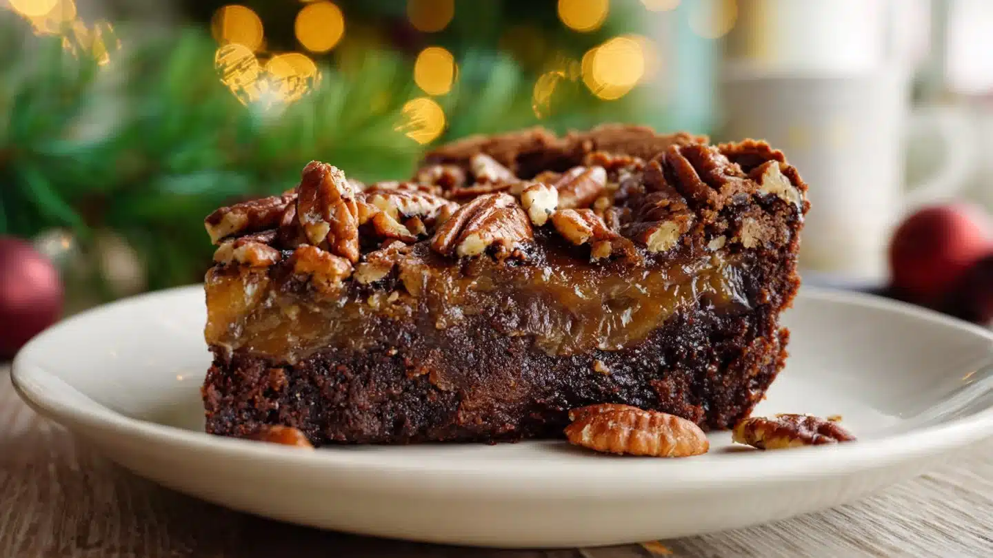 Brownie Pecan Pie Ooey Gooey Butter Cake (The Ultimate Dessert Mashup)