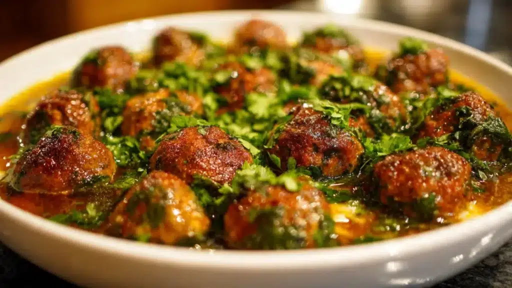 Cheesy Spinach-Stuffed Meatballs