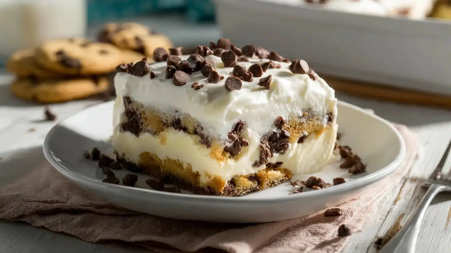 Chocolate Chip Cookie Layered Pudding Dessert
