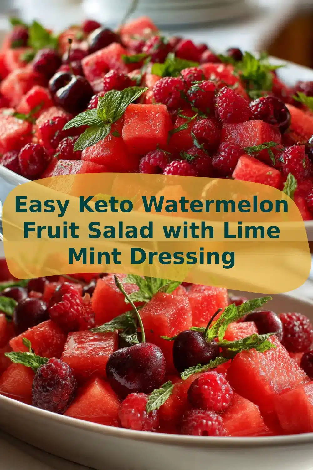 Easy Keto Watermelon Fruit Salad with Lime Mint Dressing
