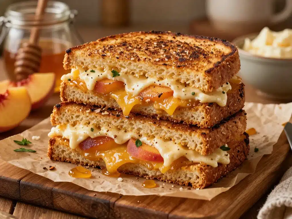 Honey Peach & White Cheddar Grilled Cheese