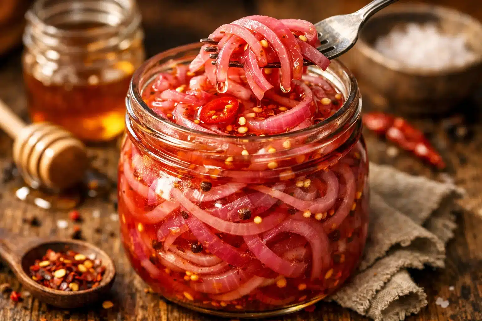 Hot Honey Pickled Red Onions