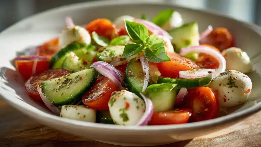 Juicy Cucumber Caprese Salad