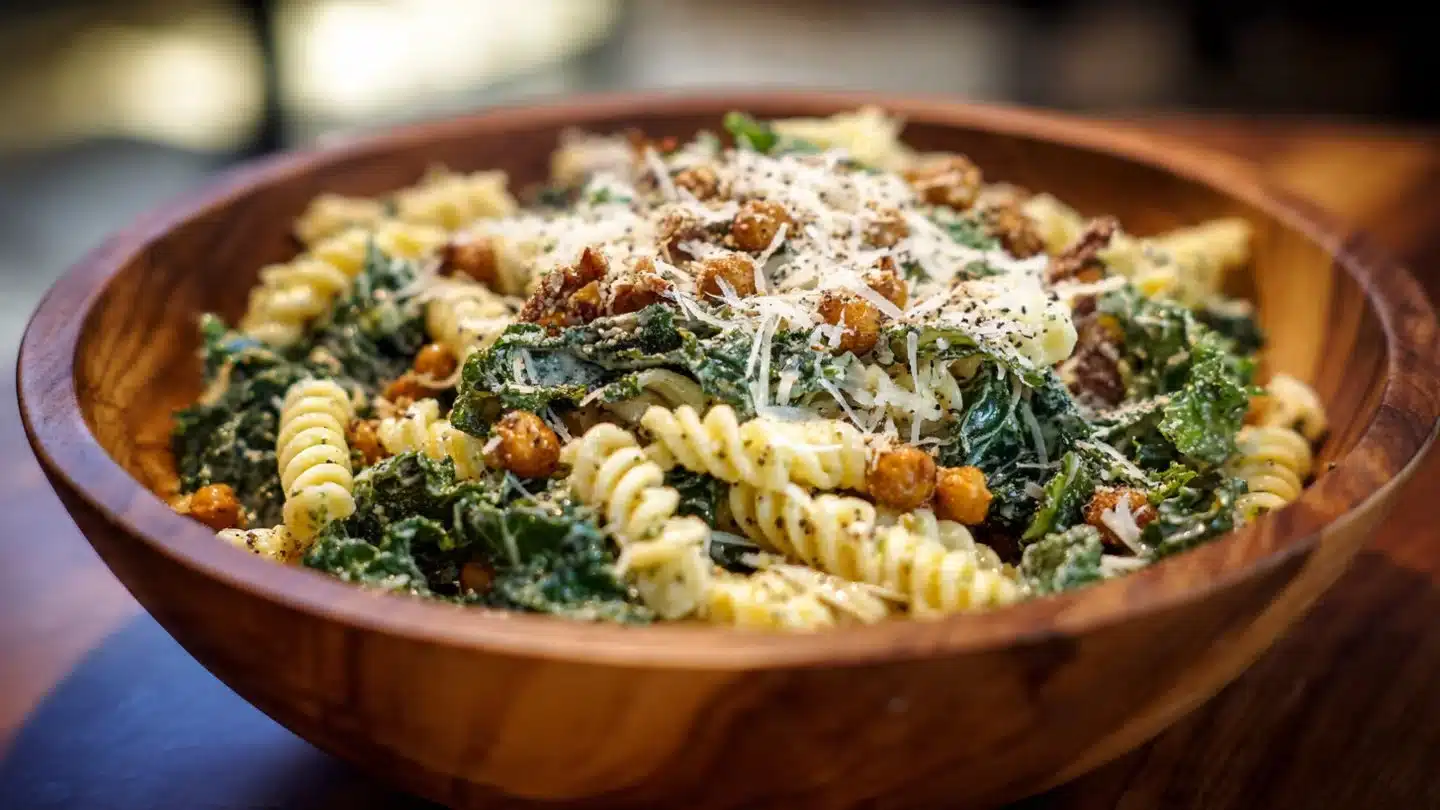 Kale Pasta Caesar Salad