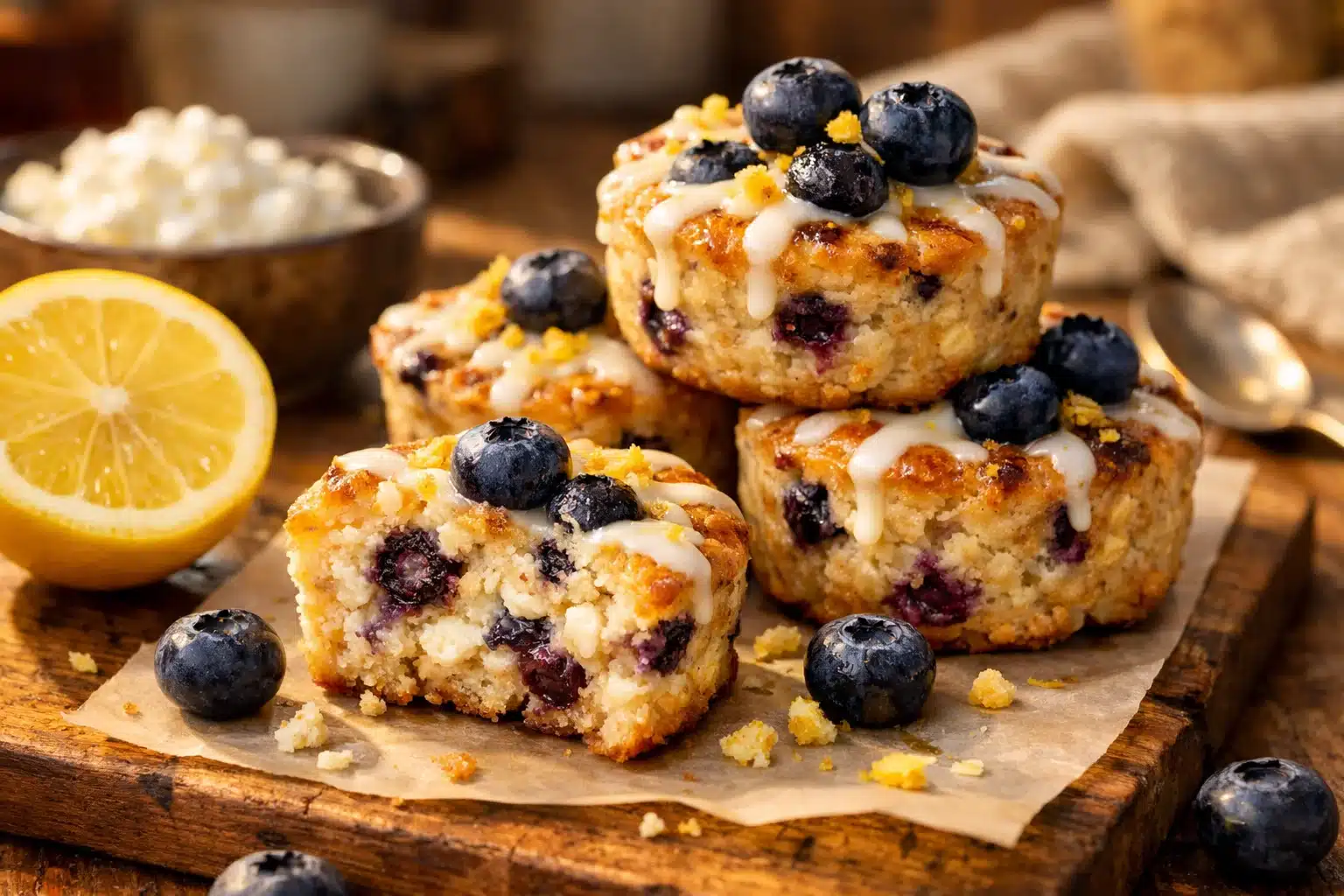 Lemon Blueberry Cottage Cheese Protein Bites