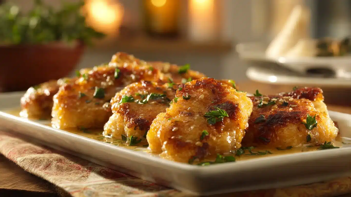 Parmesan Crusted Chicken with Garlic Sauce