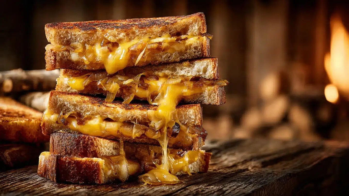 Pear & Apple Grilled Cheese With Caramelized Onions