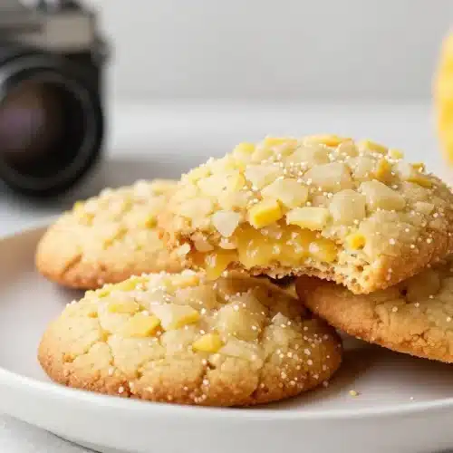 Delicious Pineapple Upside Down Sugar Cookies topped with cherries and pineapple.