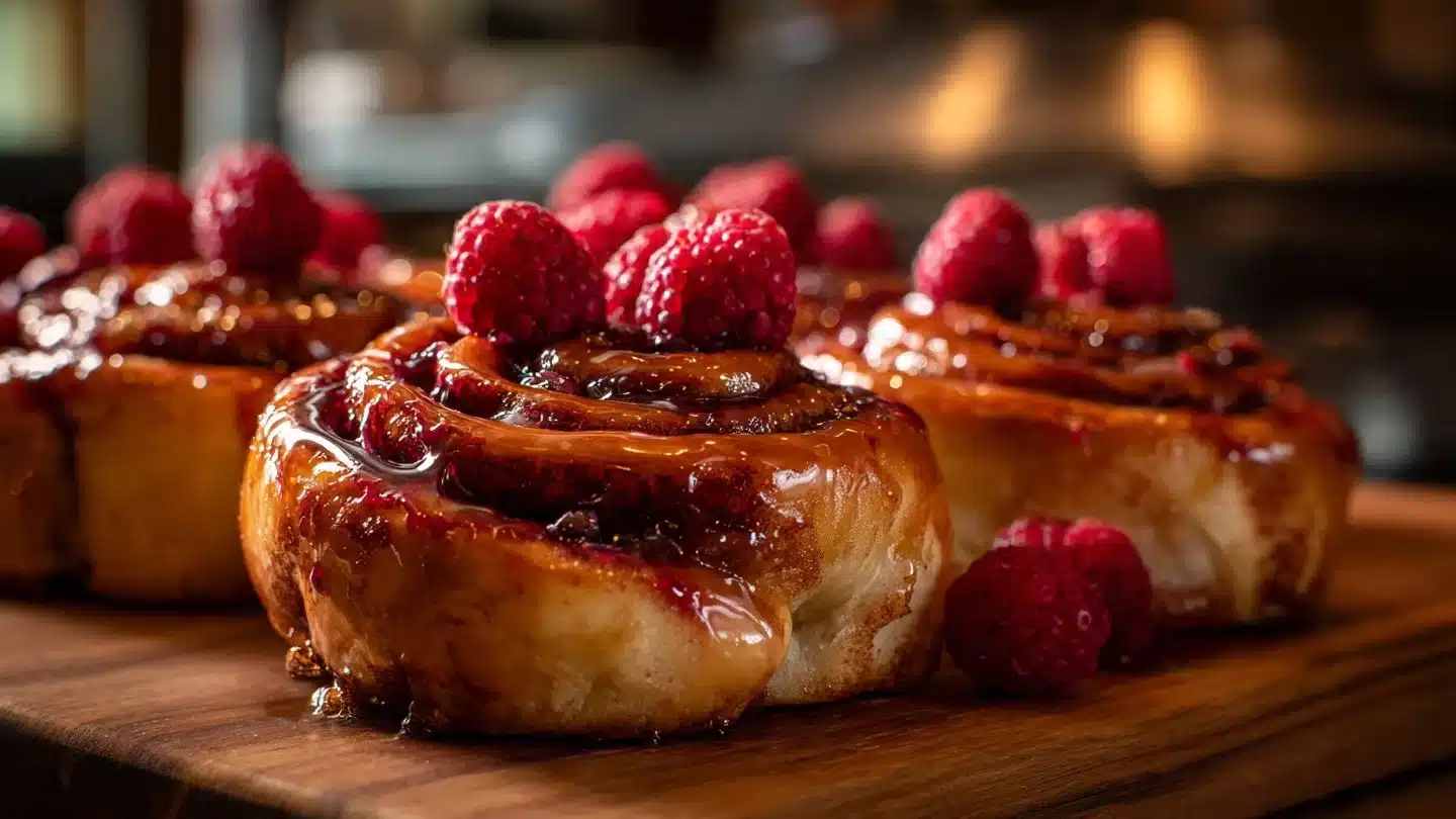 Raspberry Cinnamon Rolls with Lemon Glaze