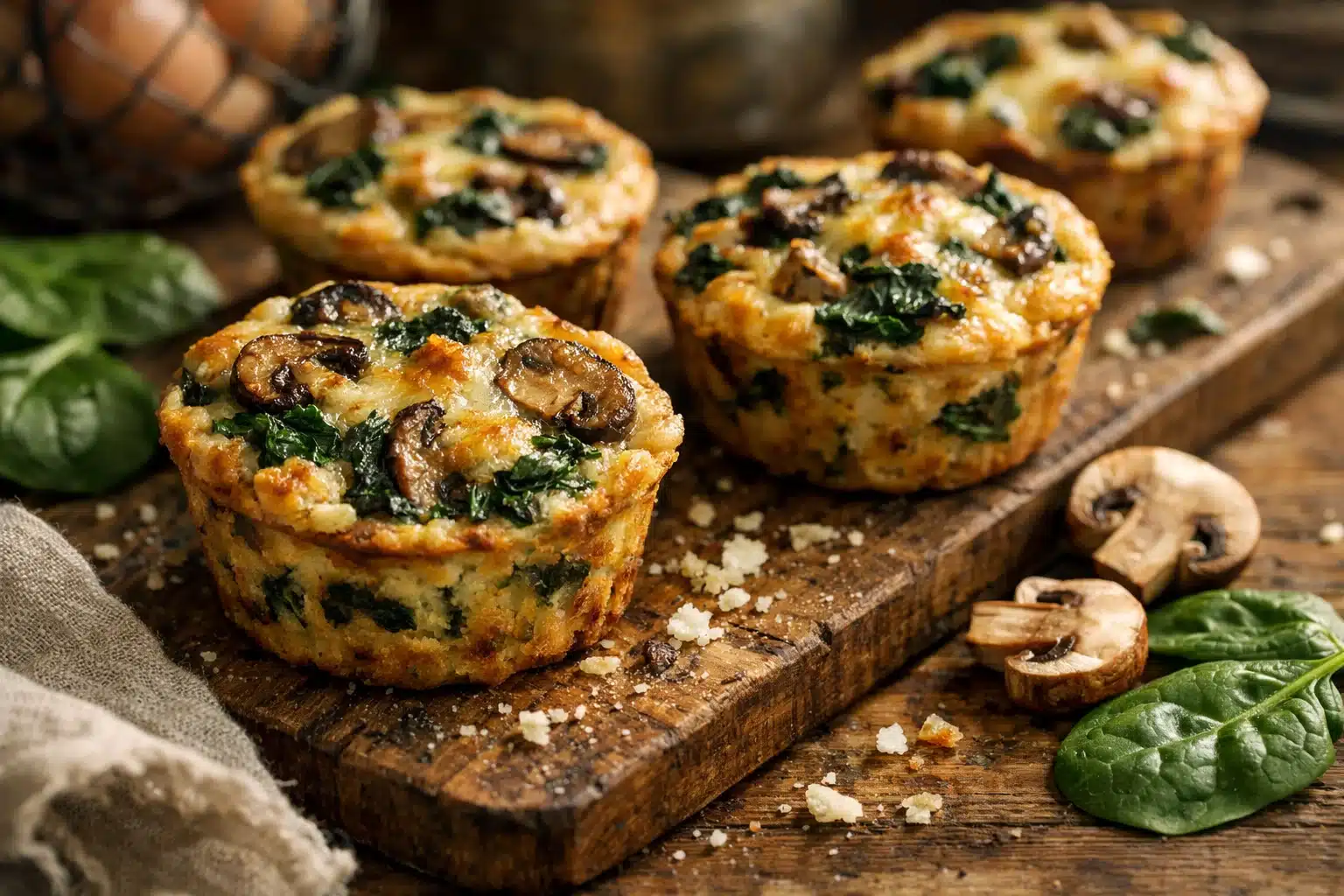 Spinach and Mushroom Quiche Muffins