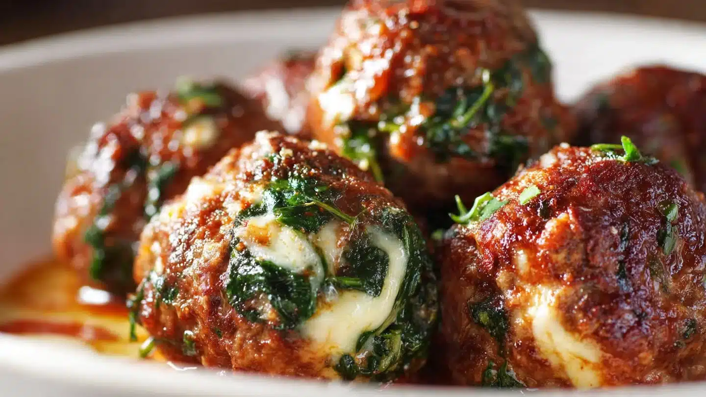 Spinach Garlic Meatballs Stuffed with Mozzarella: A Wholesome Delight!