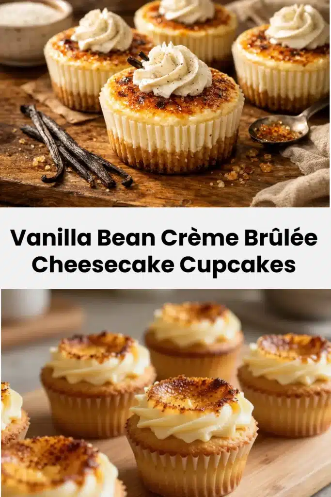 Vanilla Bean Crème Brûlée Cheesecake Cupcakes