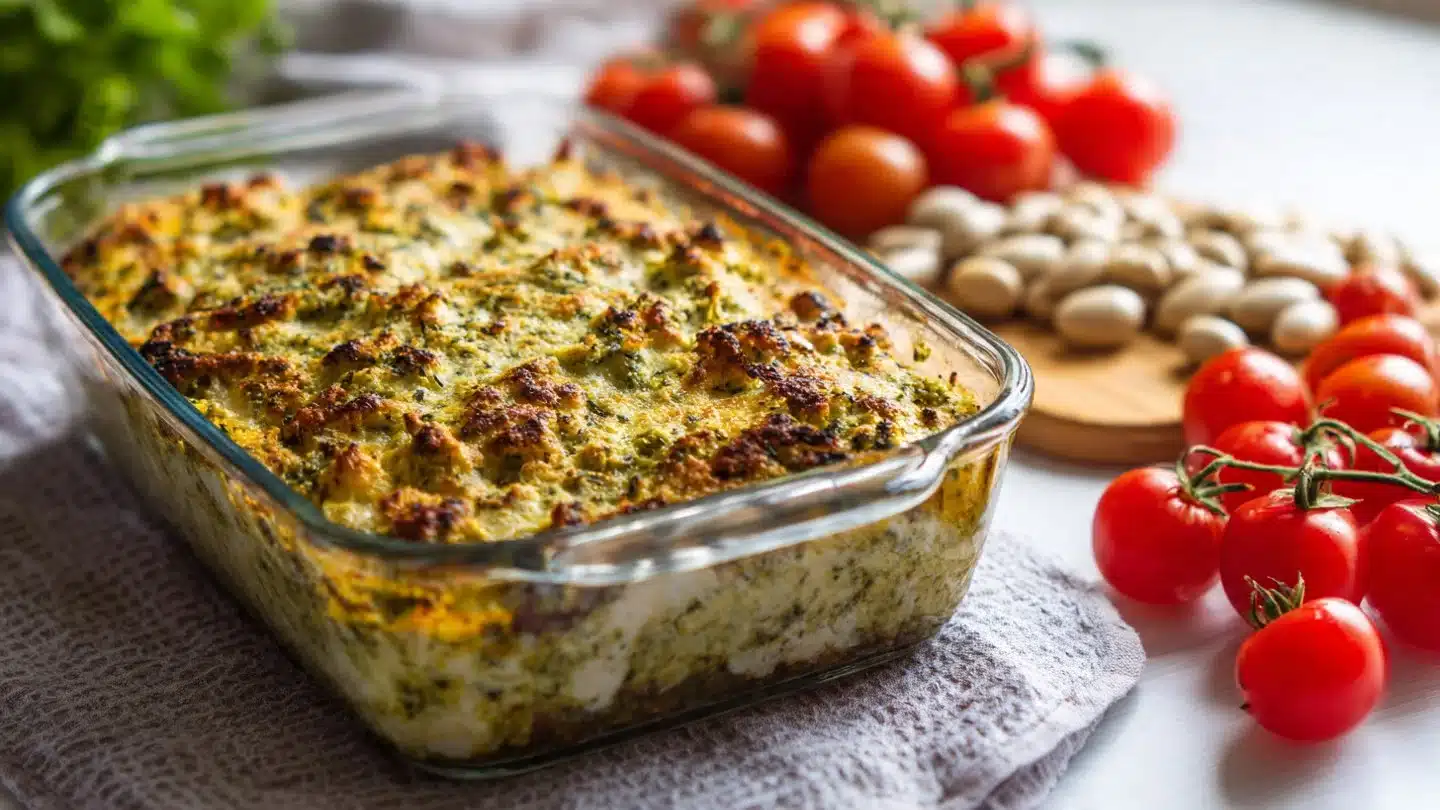 White Bean and Pesto Bake