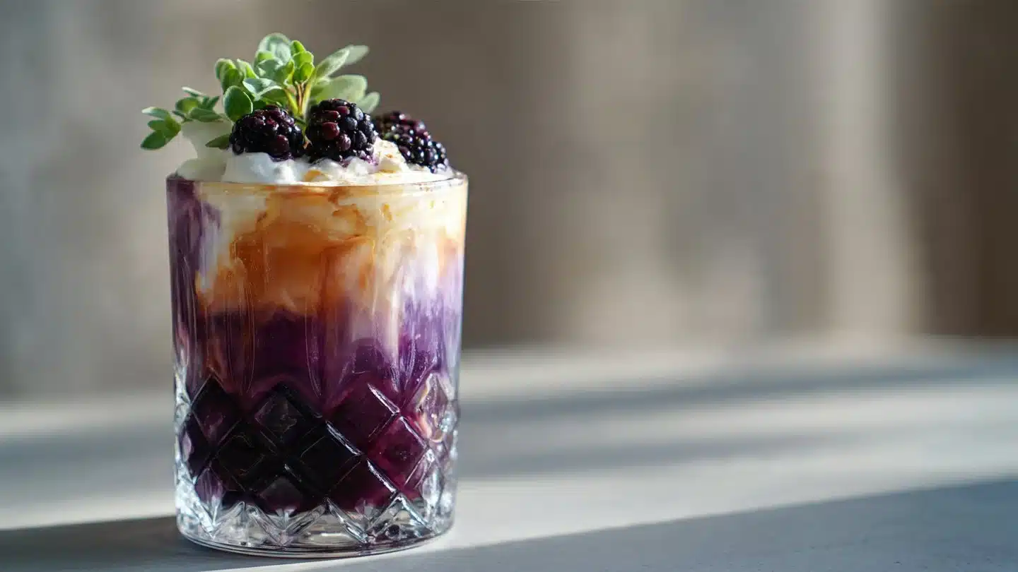 Blackberry Sage Cold Brew with Oat Cream