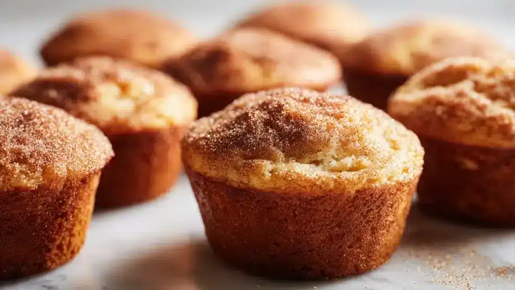 Freshly baked Cinnamon Applesauce Muffins on a cooling rack
