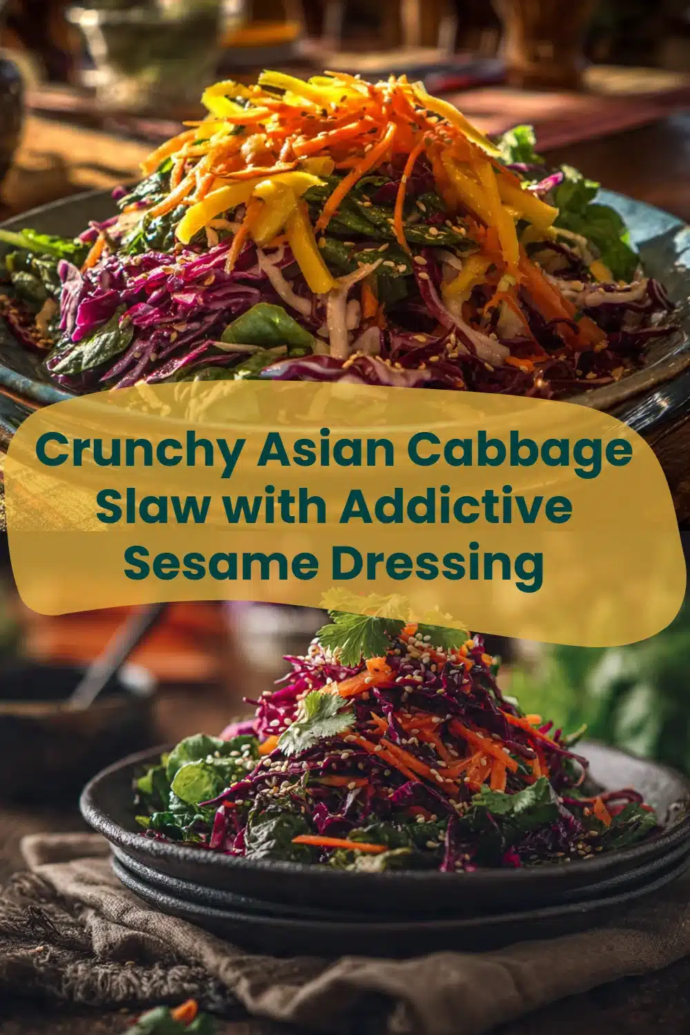 Crunchy Asian Cabbage Slaw with Addictive Sesame Dressing