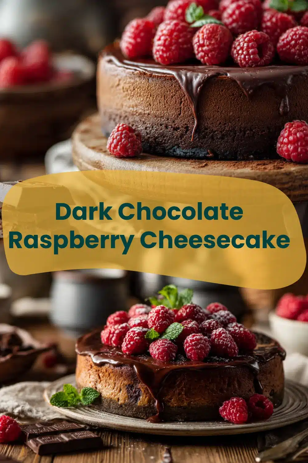 Dark Chocolate Raspberry Cheesecake