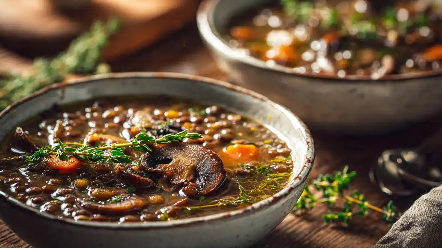 French Lentil and Mushroom Soup Recipe
