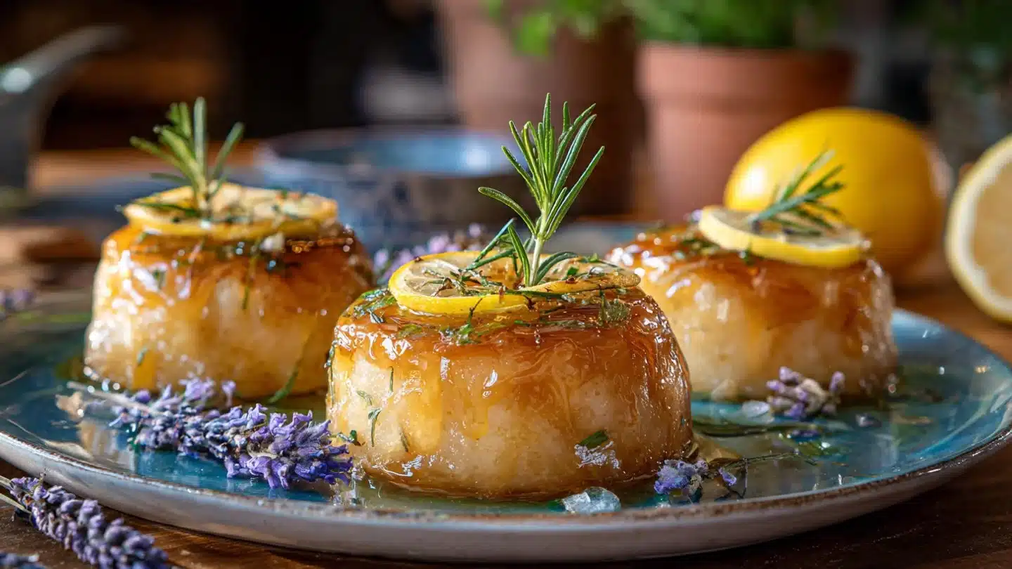 Mini Lemon Cakes With Lavender Glaze