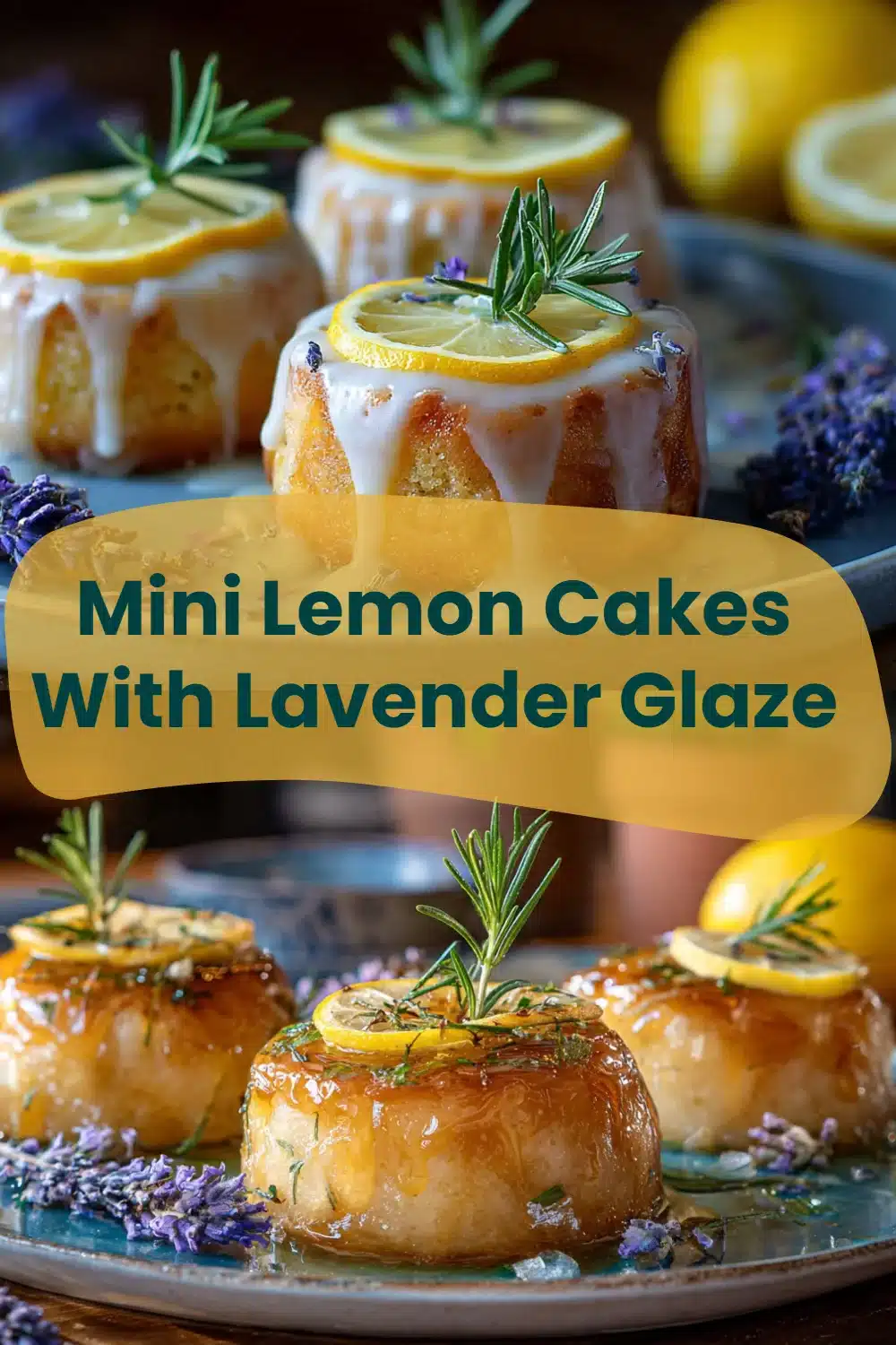 Mini Lemon Cakes With Lavender Glaze