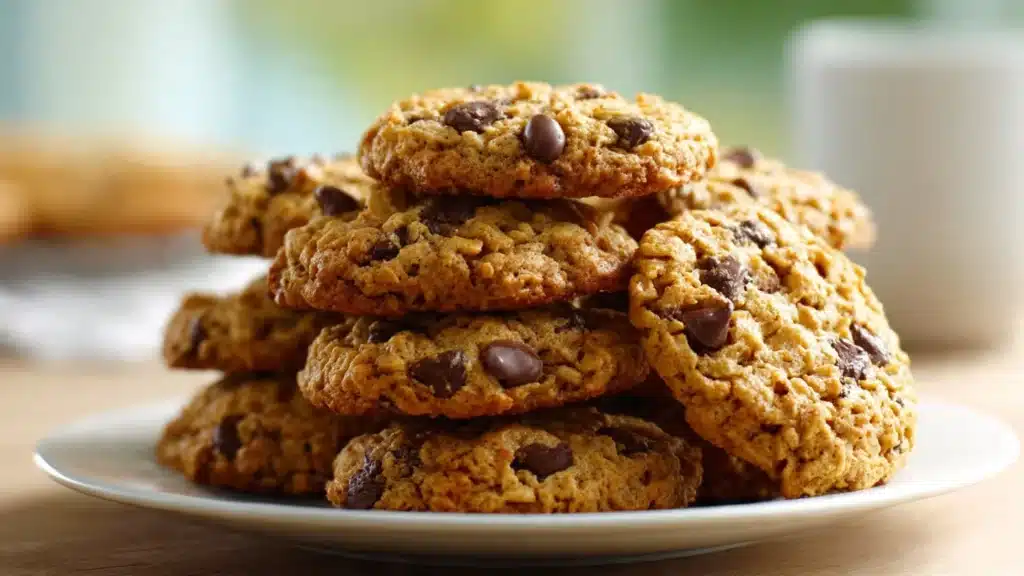 Delicious Rice Krispie chocolate chip cookies fresh out of the oven.