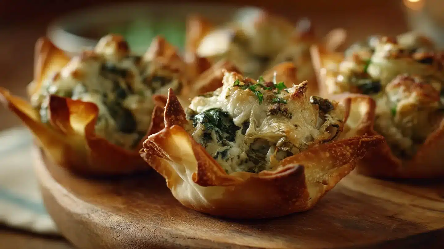 Crispy Spinach & Artichoke Wonton Cups (Easy Party Appetizer)