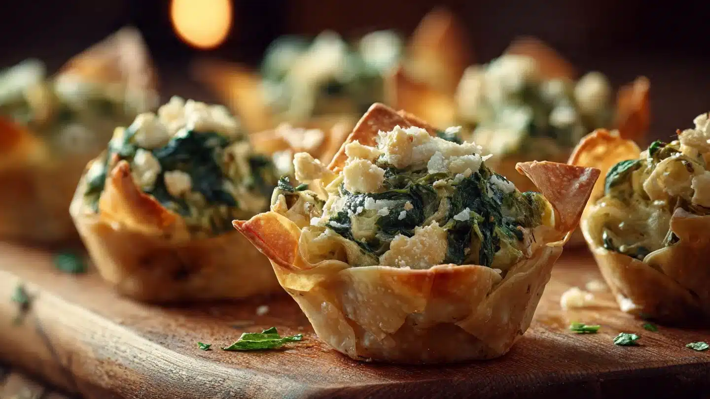 Spinach & Artichoke Wonton Cups