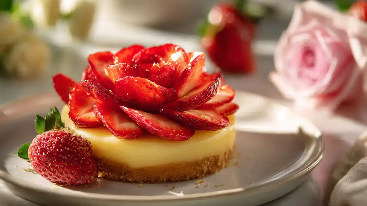 Strawberry Rose Tart with Custard Cream