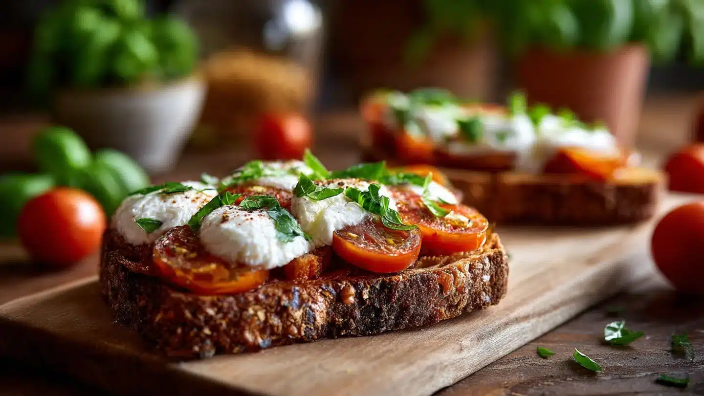 Tomato Basil Mozzarella Toast