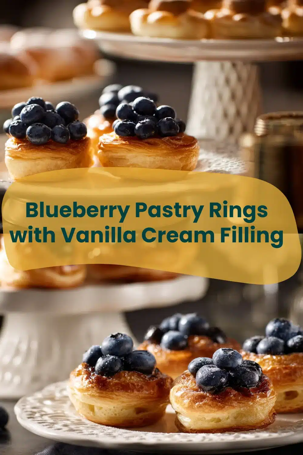 Blueberry Pastry Rings with Vanilla Cream Filling