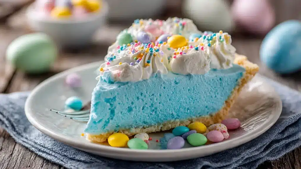 Delicious Easter Jell-O Pie with vibrant layers and creamy topping